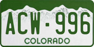 CO license plate ACW996