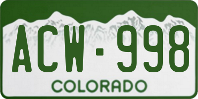CO license plate ACW998