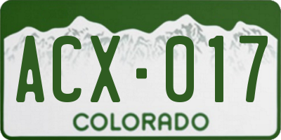 CO license plate ACX017