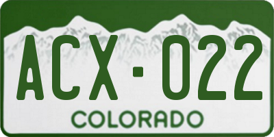 CO license plate ACX022