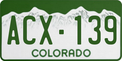 CO license plate ACX139
