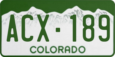 CO license plate ACX189