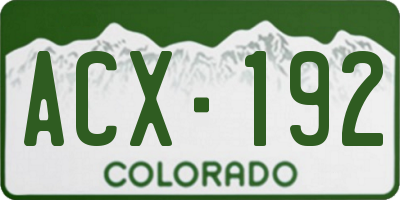 CO license plate ACX192