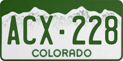 CO license plate ACX228