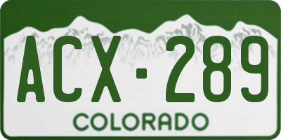 CO license plate ACX289