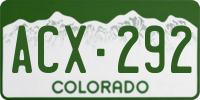 CO license plate ACX292