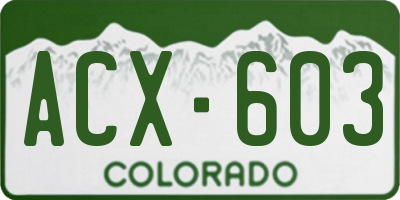CO license plate ACX603