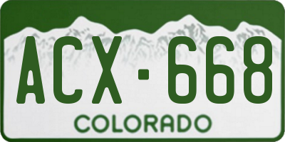 CO license plate ACX668