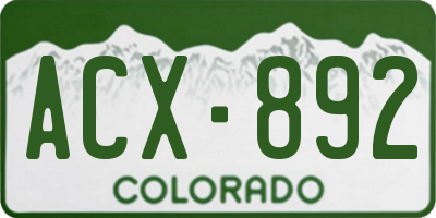 CO license plate ACX892