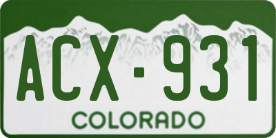 CO license plate ACX931