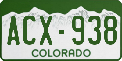CO license plate ACX938