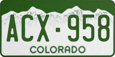 CO license plate ACX958