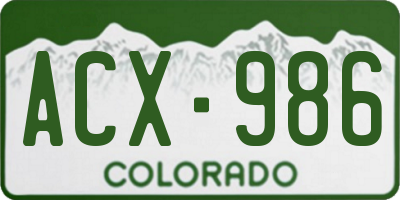 CO license plate ACX986