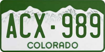 CO license plate ACX989