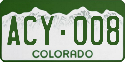 CO license plate ACY008