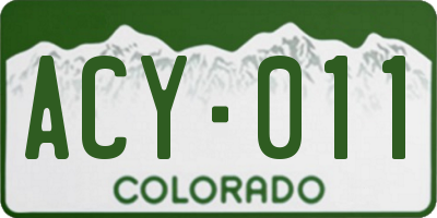 CO license plate ACY011