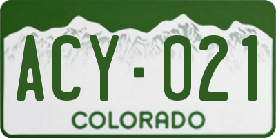 CO license plate ACY021