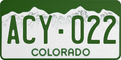 CO license plate ACY022