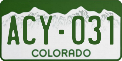 CO license plate ACY031