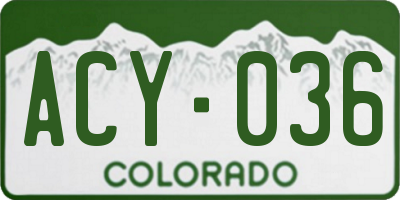 CO license plate ACY036