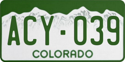 CO license plate ACY039
