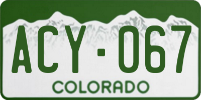 CO license plate ACY067