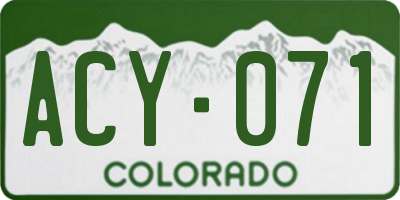 CO license plate ACY071