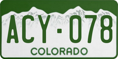 CO license plate ACY078