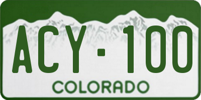 CO license plate ACY100