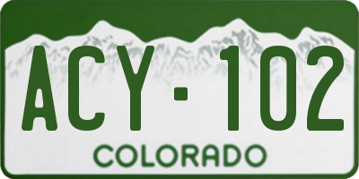 CO license plate ACY102