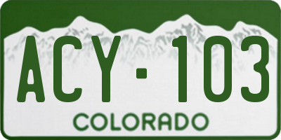 CO license plate ACY103