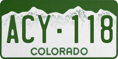 CO license plate ACY118