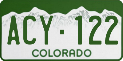 CO license plate ACY122