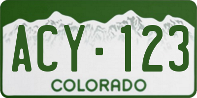 CO license plate ACY123