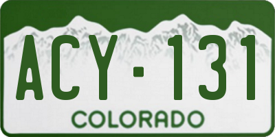 CO license plate ACY131