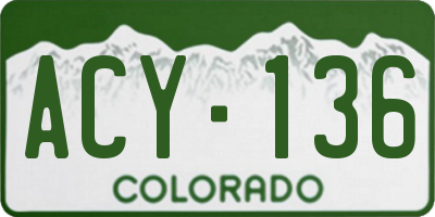 CO license plate ACY136