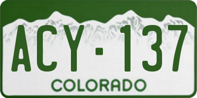 CO license plate ACY137