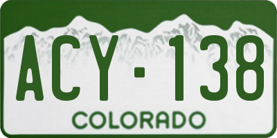 CO license plate ACY138