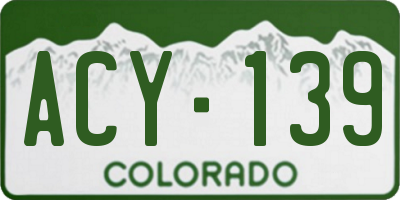 CO license plate ACY139