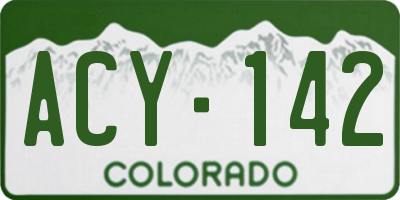 CO license plate ACY142