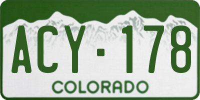 CO license plate ACY178