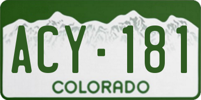 CO license plate ACY181
