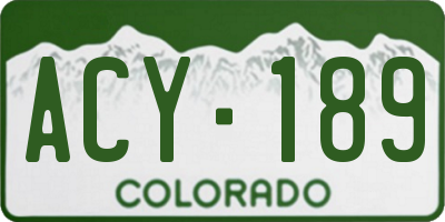 CO license plate ACY189