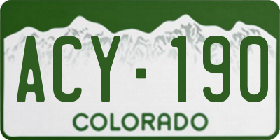 CO license plate ACY190