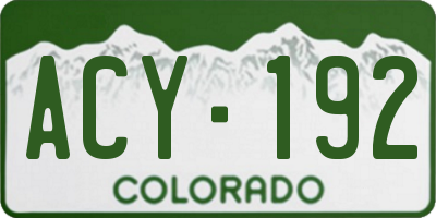 CO license plate ACY192