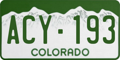 CO license plate ACY193