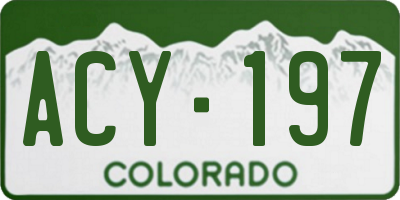 CO license plate ACY197