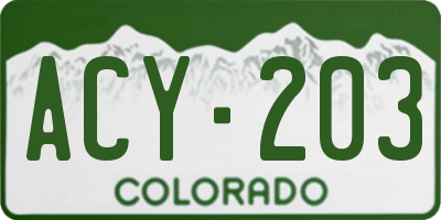 CO license plate ACY203