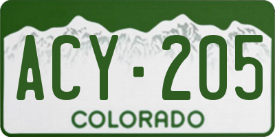 CO license plate ACY205