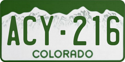 CO license plate ACY216